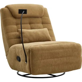 Obývací pokoj Luxusní otočné křeslo, houpací, hořčicová, UMRBO