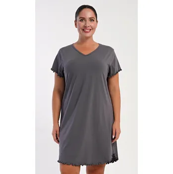 Dámská noční košile s krátkým rukávem Alexandra tmavě šedá 2XL