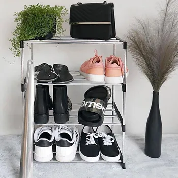 Botník Skládací regál na boty - černý