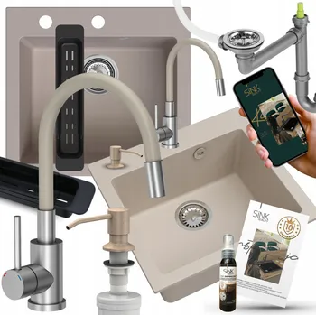 Granitový dřez Jednokomorový granitový dřez Sink Quality FERRUM béžový