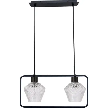 Závěsné svítidlo Niko černé 2x40W E27 čirý vroubkovaný difuzor