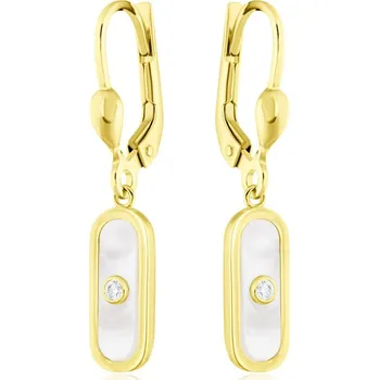 Náušnice GEMMAX Elegantní zlaté visací náušnice s perletí a zirkonem MS - menší – zlatý šperk ryzosti 585/1000 v Dárkovém balení s Certifikátem GLEYL-03953