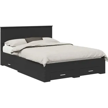 Postel Rám postele s čelo Černá 140 x 200 cm kompozitní dřevo