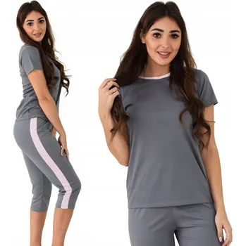 Dámské pyžamo Šedé dámské pyžamo bavlněné pohodlné 3/4 kalhoty sportovní hezké L