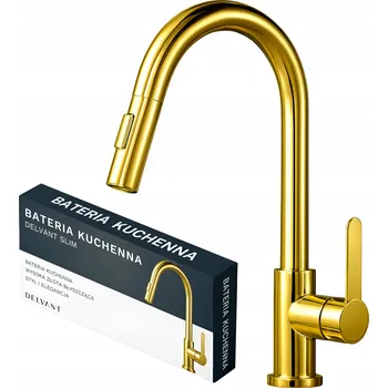 Vodovodní baterie Stojánková kuchyňská baterie Delvant SLIM zlatá