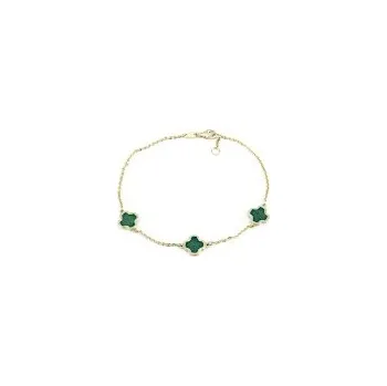 Náramek Náramek zlatý Čtyřlístky malachit - délka 19cm