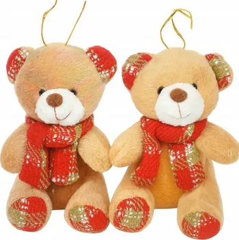 plyšák Roztomilý plyšový medvídek s tlustou šálou 11 cm, 2 barvy