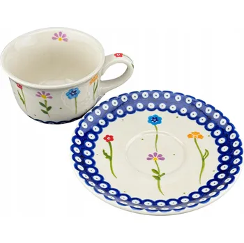 Šálek s podšálkem 160 ml Květinky 251 Ceramika Bolesławiec