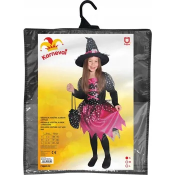 Karnevalový kostým Dětský kostým čarodějnice růžová s hvězdičkami (S)