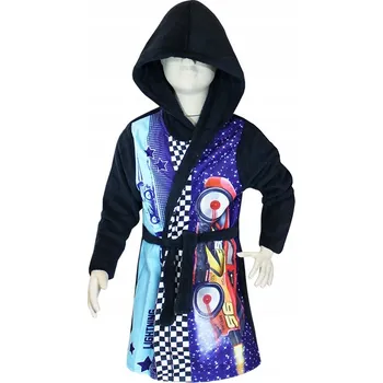 Chlapecký župan Teplý župan s s kapucí pro chlapce Cars Auta Zygzak, fleecový, velikost 98 cm (3 roky)