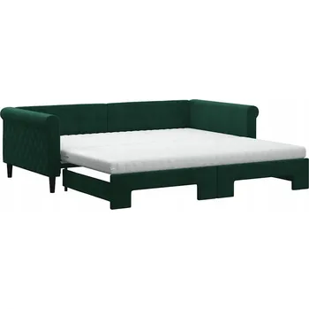 Pohovka Tmavě zelená pohovka s funkcí spaní, 229 x 110 x 68 cm, 2 matrace 100 x 20
