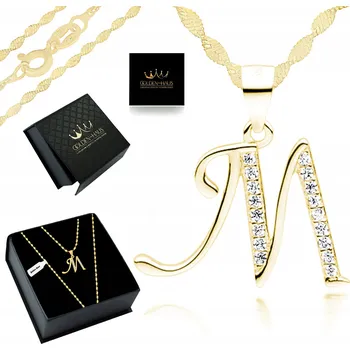 Přívěsek Dámský zlatý PŘÍVĚSEK písmeno M 925/585, ŘETÍZEK PRO NI DÁREK