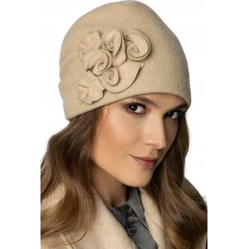 Čepice Vivisence 7076 béžová ručně vyrobená dámská teplá elegantní ČEPICE