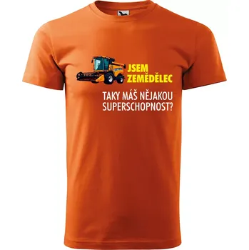 Sablio Tričko s potiskem Jsem zemědělec, taky máš nějakou superschopnost? - oranžové XL