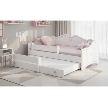 Postel ArtAdrk Dětská postel s přistýlkou ​​EMKA II | bílá/růžová 80 x 160 cm