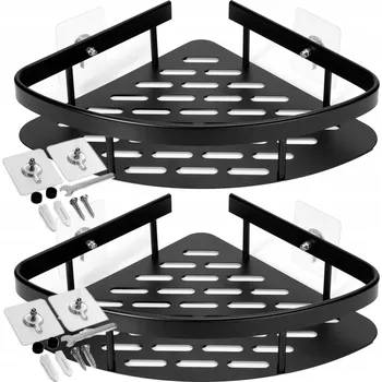 police Koupelnové police LUSAKA černé, sada 2 kusů