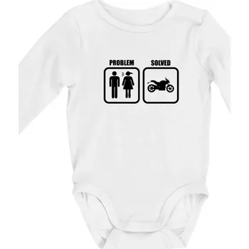 Problém silniční motorka - Body kojenecké s dlouhým rukávem - Dlouhý r. 3-6 měs ( Bílá )