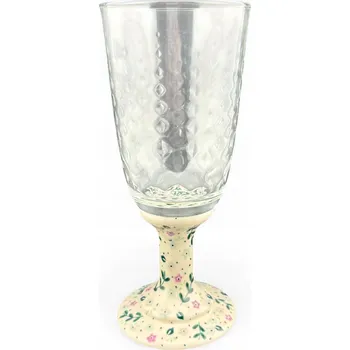 Sklenice Sklenice na keramické stopce 350 ml Zelené lístky dek. 225 Bolesławiec