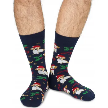 Pánské ponožky Pánské vánoční Ponožky se psy 47-48 Pánské vánoční ponožky se psy