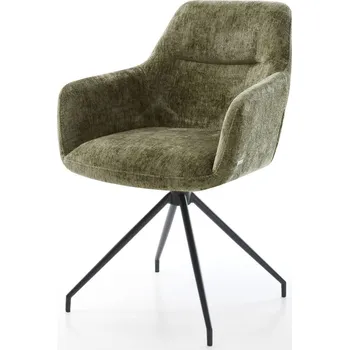 Jídelní židle DELIFE Jídelní židle Pejo-Flex žinylka olivová křížová podnož zúžená černá 180° otočný taštičkové pružiny