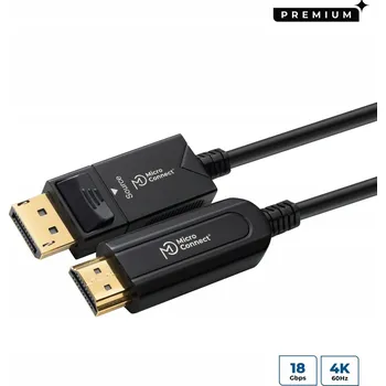 Video kabel MicroConnect Premium Optický DP - HDMI Kabel