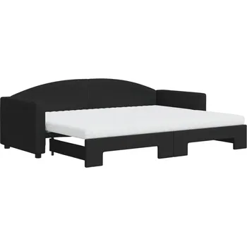 Pohovka Černá rozkládací pohovka s funkcí spaní 223x90x75 cm, rozložená 223x172,5 cm