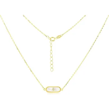 Náhrdelník GEMMAX Zlatý náhrdelník s perletí a zirkonem MS délka 42+3 cm – zlatý šperk ryzosti 585/1000 v Dárkovém balení s Certifikátem GLNYL-45-03912