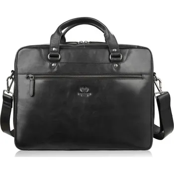 Paolo Peruzzi Kožená taška přes rameno na notebook, prostorná Peruzzi; černá