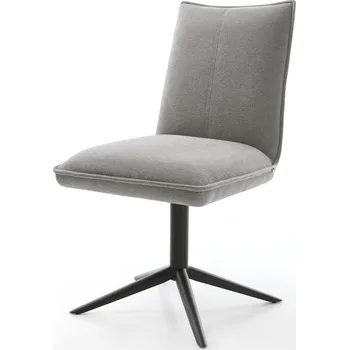 Jídelní židle DELIFE Jídelní židle Lelio-Flex tkanina Měkký šedá křížová podnož černá 360° otočný houpací funkce taštičkové pružiny