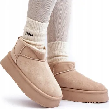 Dámská zimní obuv Dámské sněhule na silné podrážce béžové 40