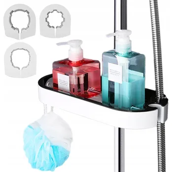 police Koupelnová polička Gockowiak bílo-černá, plast, montáž na tyč