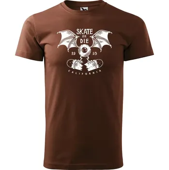 Pánské tričko Sablio Tričko s potiskem Skate or Die - hnědé S