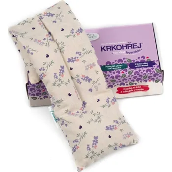 Bytový textil Lavandia Krkohřej nahřívací polštářek s BIO levandulí nekonečný vzor 46 x 14 cm