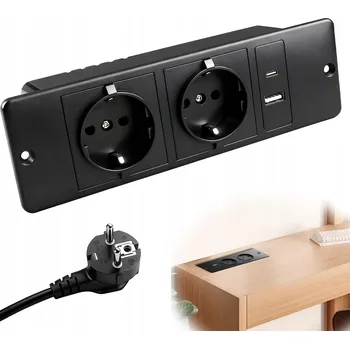 Elektrická zásuvka Elektrická zásuvka zapuštěná výsuvná nábytková černá