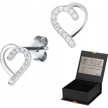 Náušnice Stříbrné náušnice ve tvaru srdcí se zirkony, ryzost 925 DÁREK