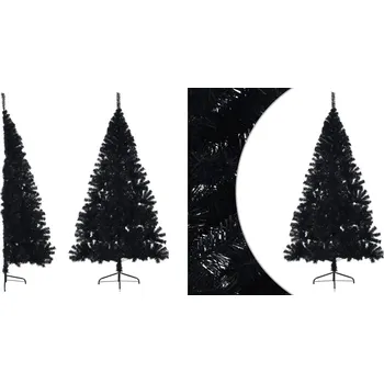 Vánoční stromek Černý umělý vánoční stromek polovina se stojanem, 180 cm, PVC