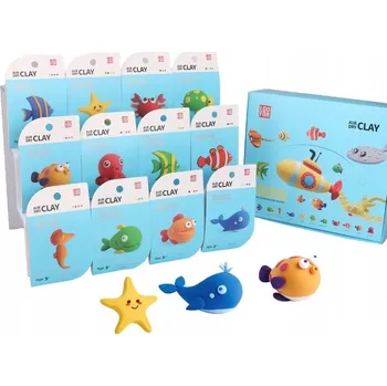 Modelovací hmota SADA 12 MODELOVACÍ HMOTA Z KUSŮ SUPER CLAY PĚNOVÁ PLASTELÍNA RYBIČKY