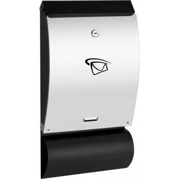 Poštovní schránka Aqbau poštovní poštovní schránka C4 LUX vypouklá černo-stříbrná s tubusem velká