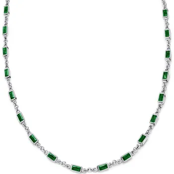 Náhrdelník Prism | Náhrdelník stříbrné barvy se zelenými kamínky z křišťálového skla - Arkai