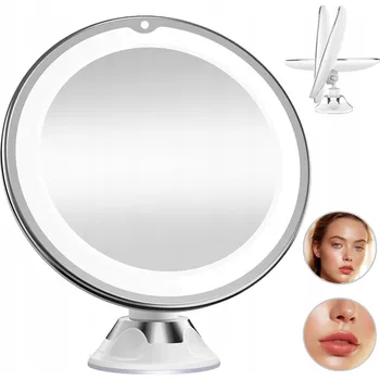 Zrcadlo OSVĚTLENÉ KOSMETICKÉ ZRCADLO STOJACÍ S LED A PŘÍSAVKOU PRO MAKE-UP