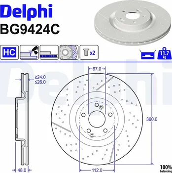Brzdový kotouč Brzdový kotouč DELPHI BG9424C