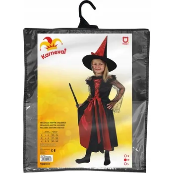 Karnevalový kostým Dětský kostým čarodějnice černo-červená s kloboukem (M)