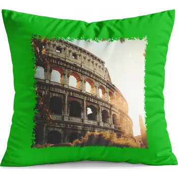 Polštář POLŠTÁŘ ZELENÝ DÁREK – ŘÍM KOLOSEUM PAMÁTKA KRÁSNÉ VÝHLEDY