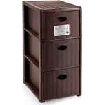 Úložný plastový regál Elegance Slim, 3 zásuvky, hnědý