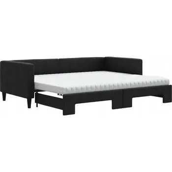 Pohovka Černá rozkládací pohovka 2v1 s matracemi 213 x 100 x 68 cm