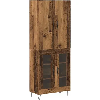 Příborník do zásuvky Vysoký bufet 2 pcs Staré dřevo Konstruované dřevo a sklo