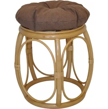 Ratanová taburetka široká medová polstr hnědý melír