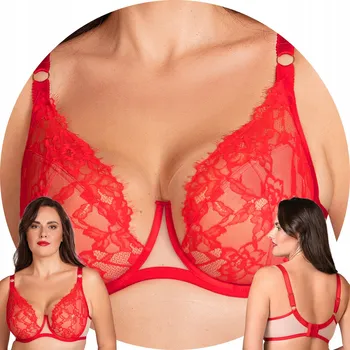 Podprsenka Vivisence 1084 červená krajková podprsenka s měkkými košíčky, velikost 75G