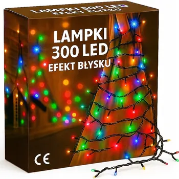 Vánoční dekorace VÁNOČNÍ OSVĚTLENÍ NA STROMEČEK 300 LED venkovní 230V 22m BARVA vánoční EFEKT BLIKÁNÍ