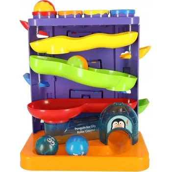 Kuličková dráha Interaktivní kuličková dráha 3v1, kuličkodrom, zatloukačka kuliček s kladívky, tučňák +